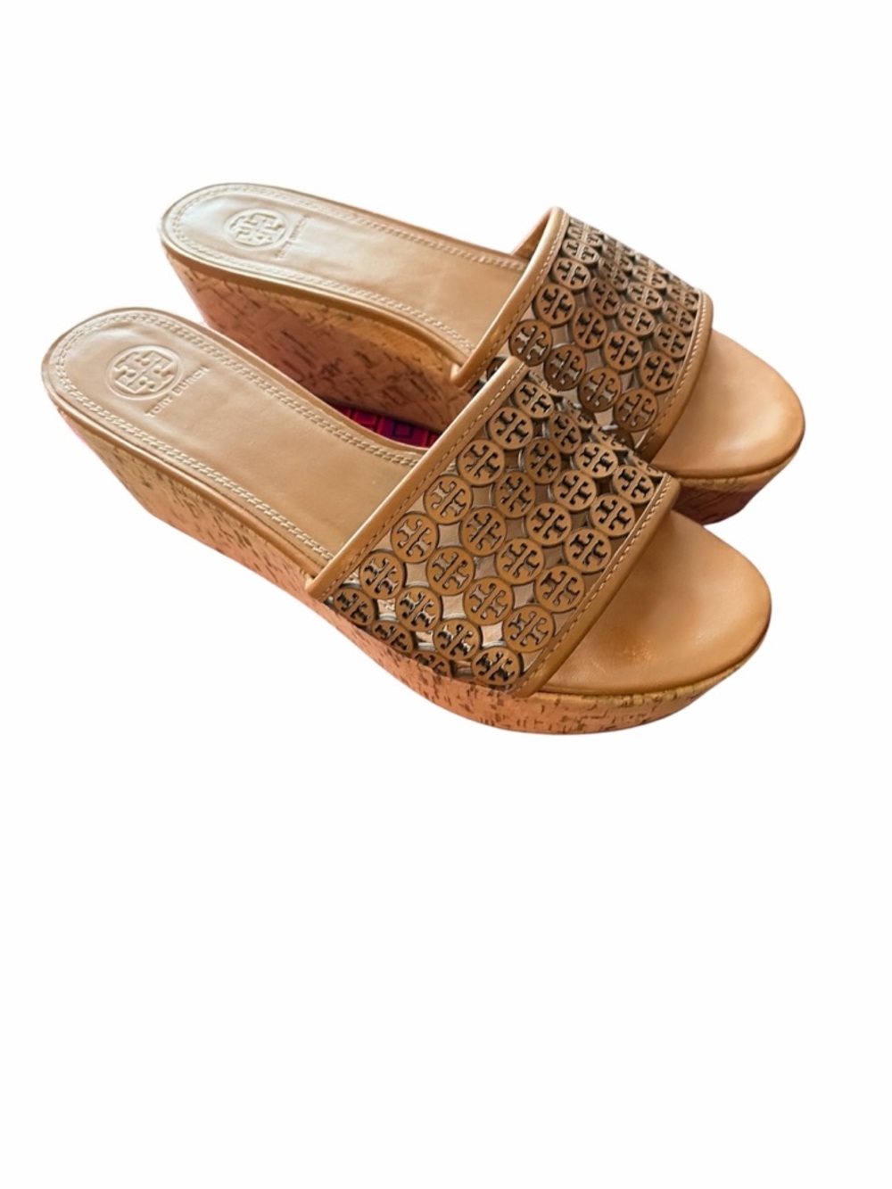 Tory Burch Royal Tan Elaine 60MM Vegan Leather Wedge Slide